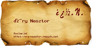 Őry Nesztor névjegykártya